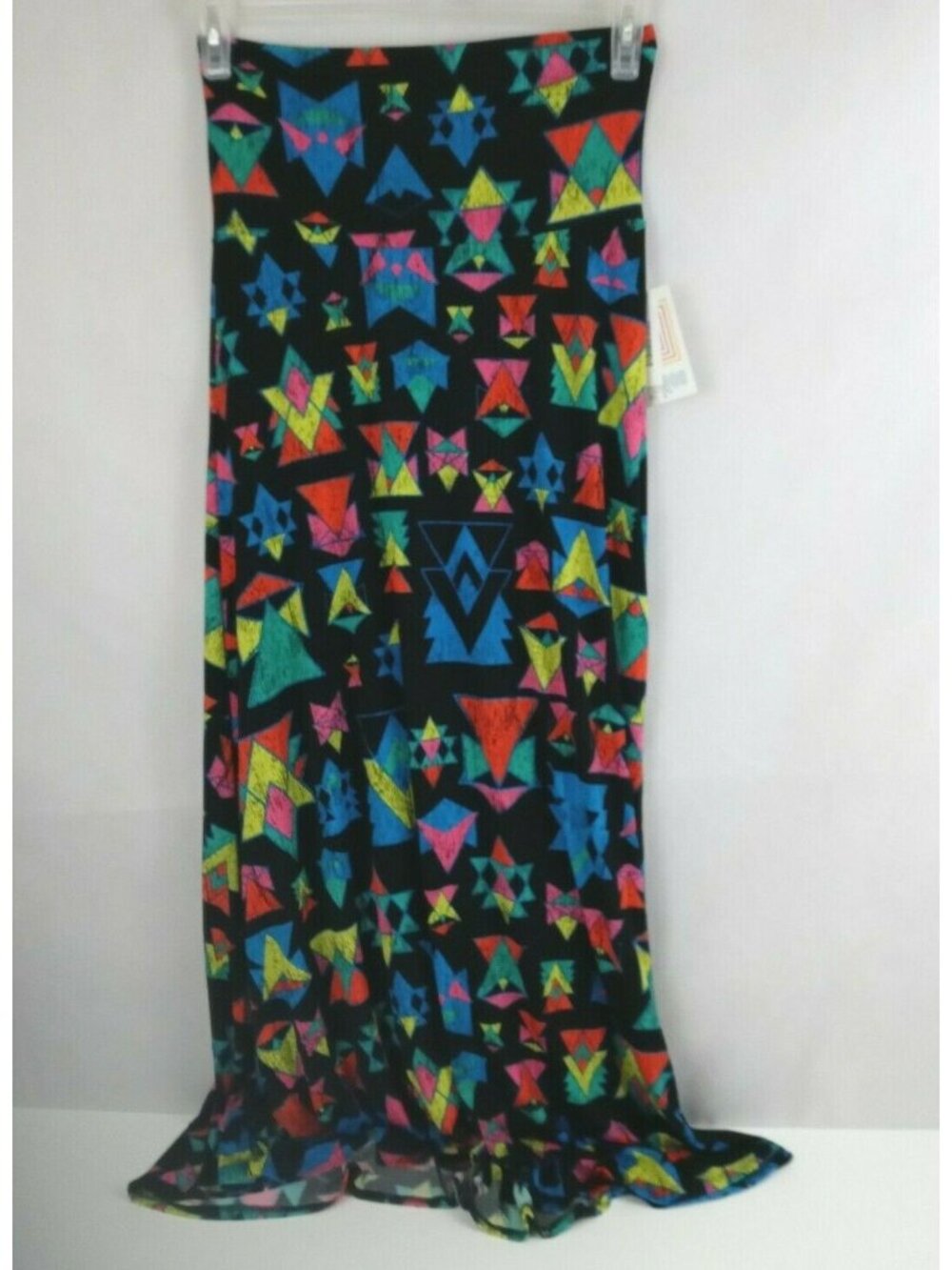 NWT LuLaRoe Maxi Skirt Black With Colorful Geometric Design Size XS